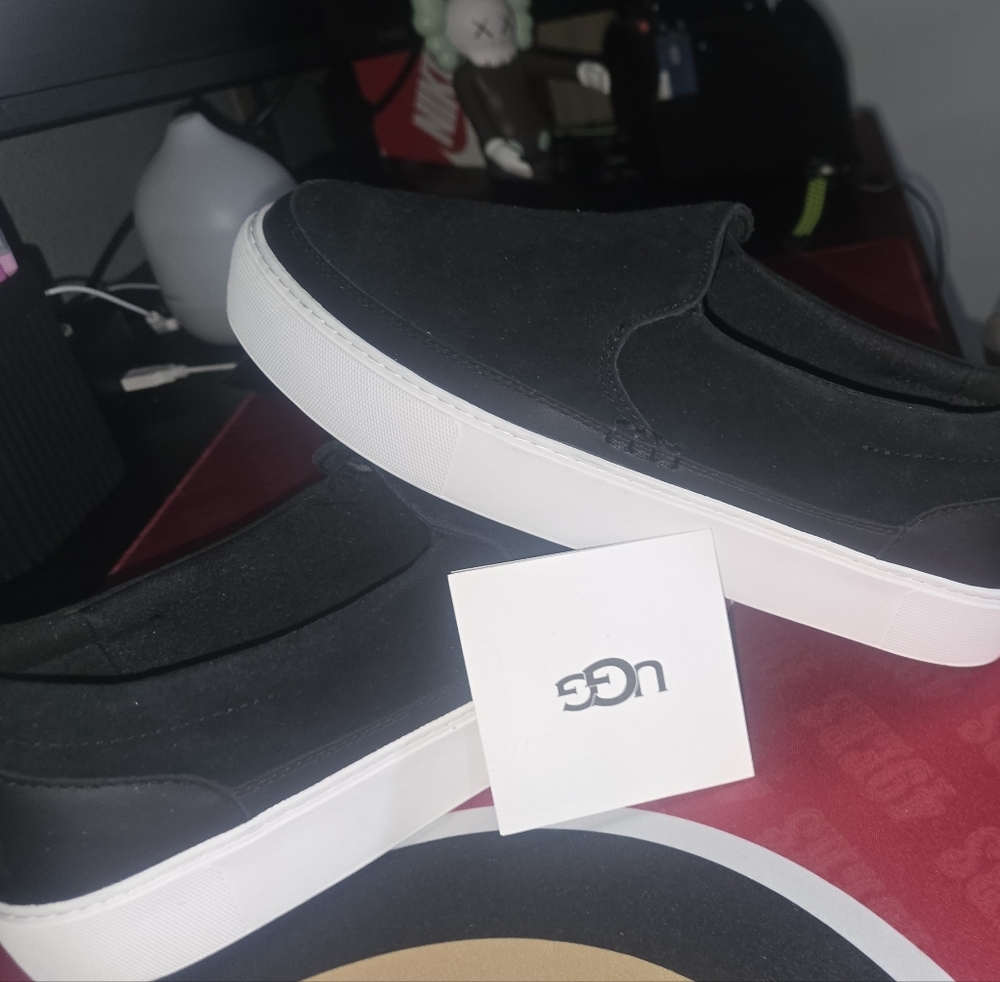 UGG Men's Black and White Slip-On Loafers